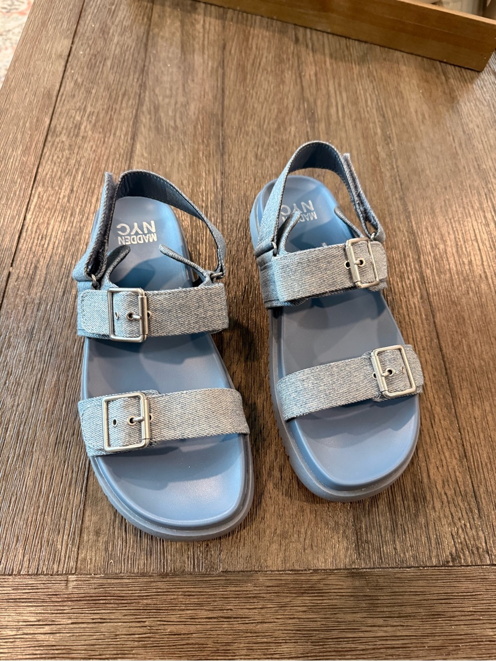 Madden’s NYC Women’s Light Blue Denim Sandals